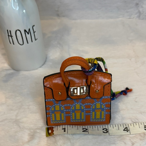 Orange Patterned Fashion Bag Charm - Picture 4 of 5